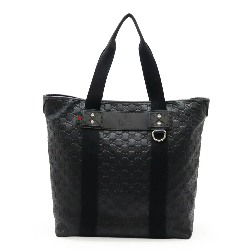 Gucci Guccissima Parana Web Loop Tote Bag Shoulder Leather Black